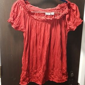 fire engine red peasant top S CATO or FREE